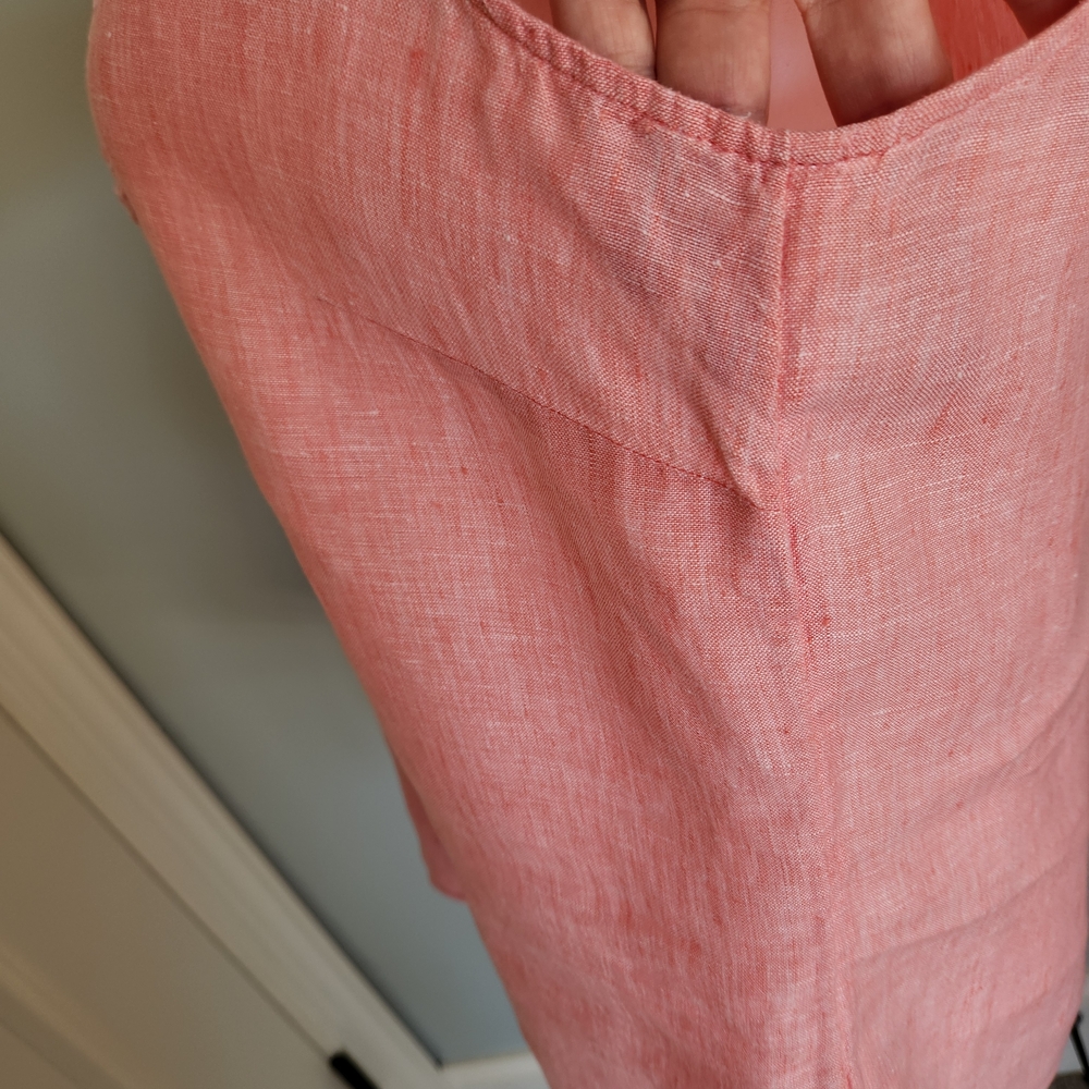 Talbots Linen Shell Cross Dye Pink Sleeveless Linen V-Neck Top - S - Picture 3 of 9